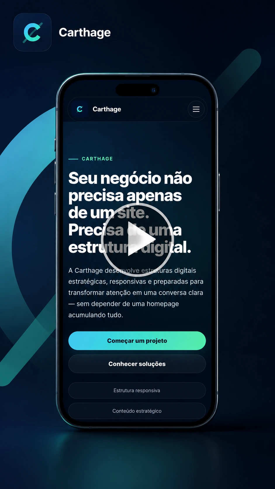 Apresentação mobile da experiência Carthage com chamada de vídeo