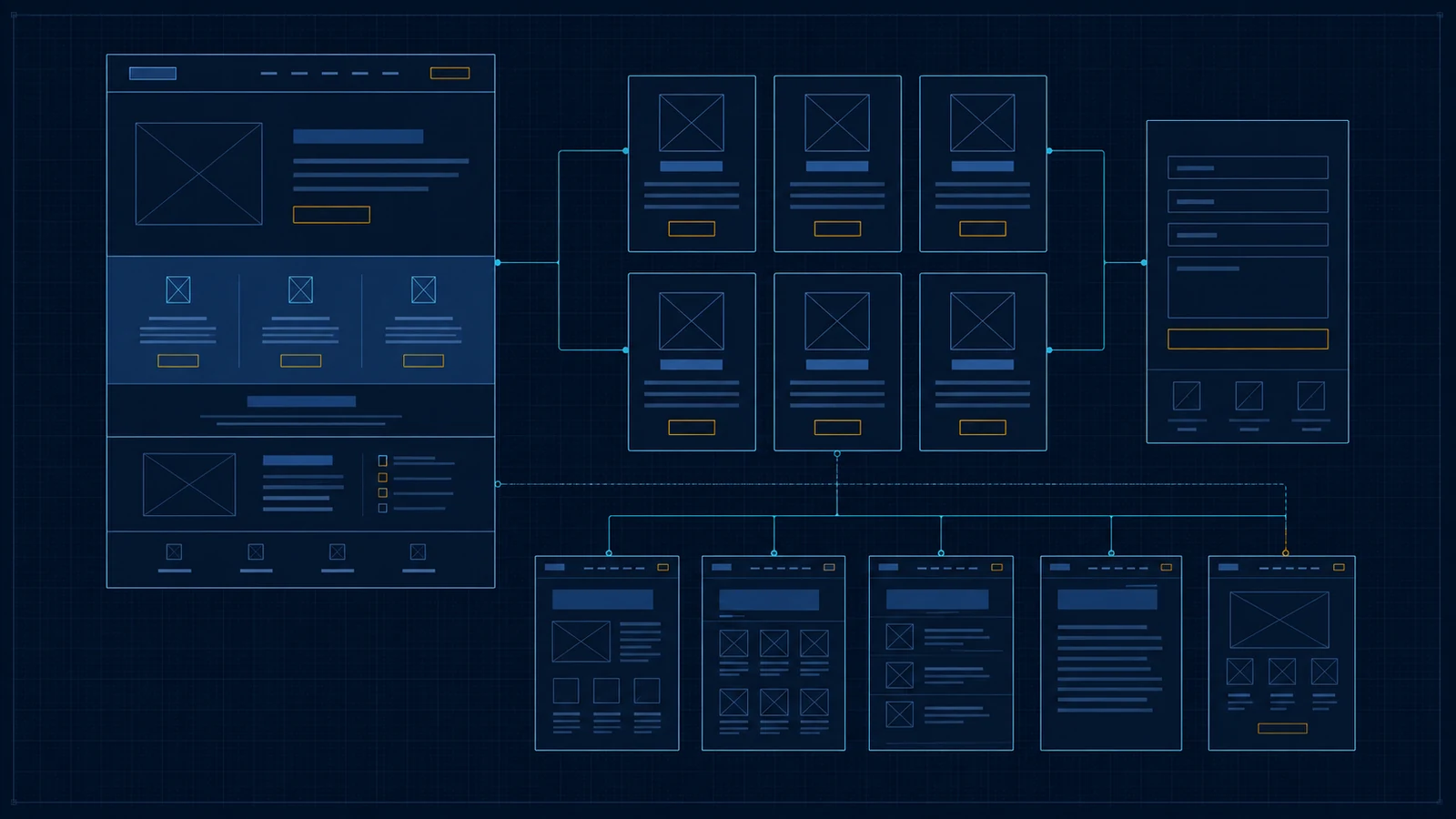 Mapa de conteúdo e wireframes definidos antes da etapa visual