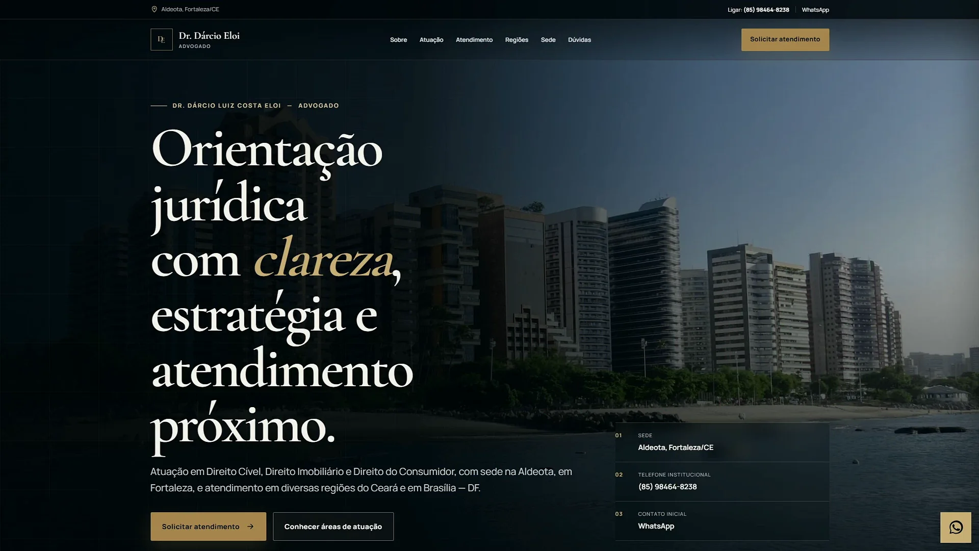 Interface publicada de Dárcio Eloi Advocacia em composição desktop