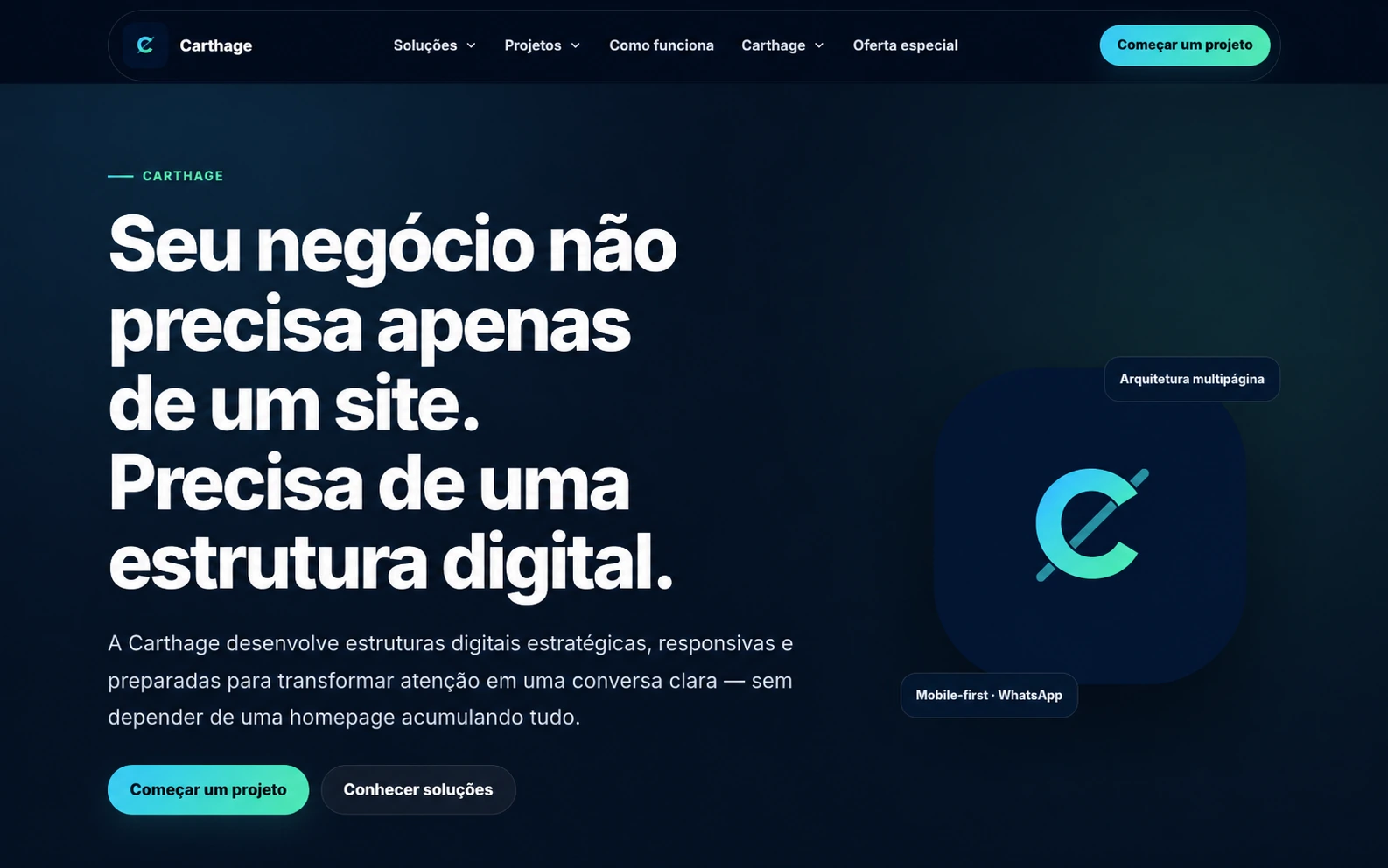 Interface responsiva da Carthage adaptada ao dispositivo selecionado